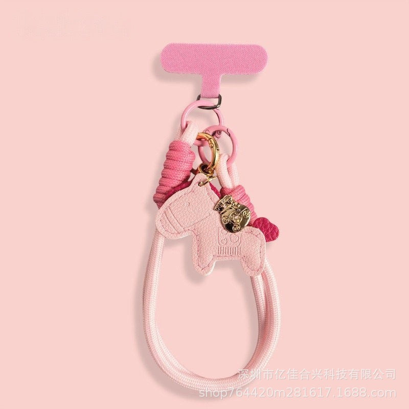 Horse year red mobile phone chain new arrival bracelet mobile phone lanyard woven strong wrist rope leather pony accessories pendant