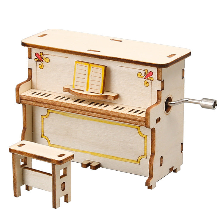 Children's hand-cranked piano music box, primary school students' technology handmade music box making materials DIY scientific experimental toys