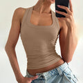European and american style new  summer fashion hot girl u-neck solid color slim fit tank top crop top women's wholesale