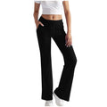 cross-border  women's solid color fashion drawstring wide-leg pants with slit hems and button detail - sporty casual trousers