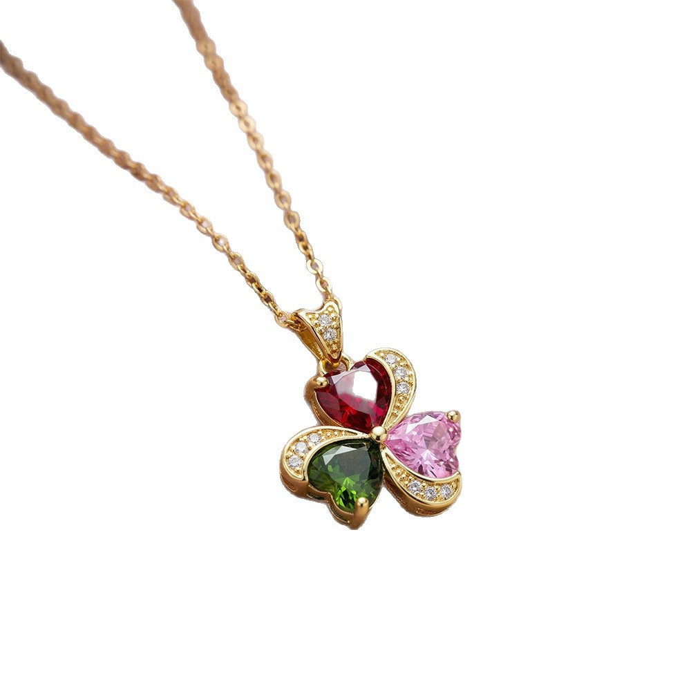 accessible luxury hot-selling new arrival copper inlaid zirconium flower necklace for women accessible luxuryfashion non-fading earrings clavicle chain accessories
