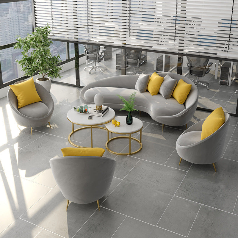 Nordic sales office reception curved double sofa office clothing store rest area furniture coffee table set