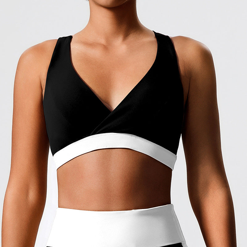 Eco-friendly fabric yoga tank top - crisscross back, color block design, built-in bra, perfect for yoga, running, casual wear, and fitness