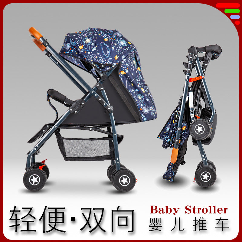 Two-way baby stroller, shock-absorbing, lightweight, convertible (sitting/lying), foldable, portable newborn stroller