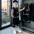 Kids' vest set:  new summer collection for boys - stylish sleeveless outfit for mid-to-large children, trendy two-piece summer set