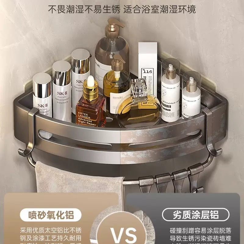 Gun gray bathroom bathroom triangle storage rack wall-mounted punch-free corner toilet washroom storage