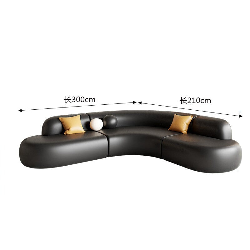 Modern minimalist corner leather sofa set - ideal for home lounges, hotel lobbies, beauty salons, and multi-person meetings