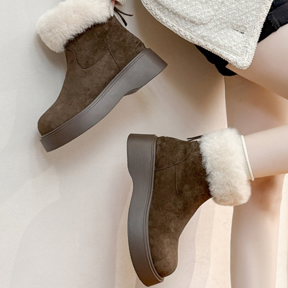 Retro suede thick soleboots women's 2025winternew arrivalfleece-linedheattech snow boots birkenstock shoes cotton shoes short boots