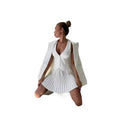 European and american cross-border  fashion two-piece set: women's v-neck single-breasted vest top and pleated mini skirt