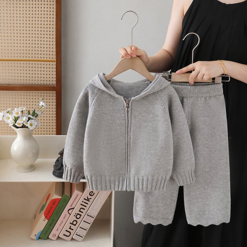 Girls' knitted sweater and pants set - new autumn  collection - casual sweater outfit for little girls