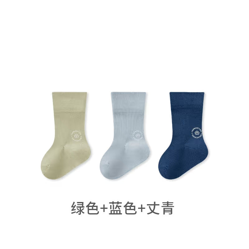 Babylonian combed cotton pure colorkidsknee socks baby socks boneless loose mouth 100 cotton antibacterial infant socks