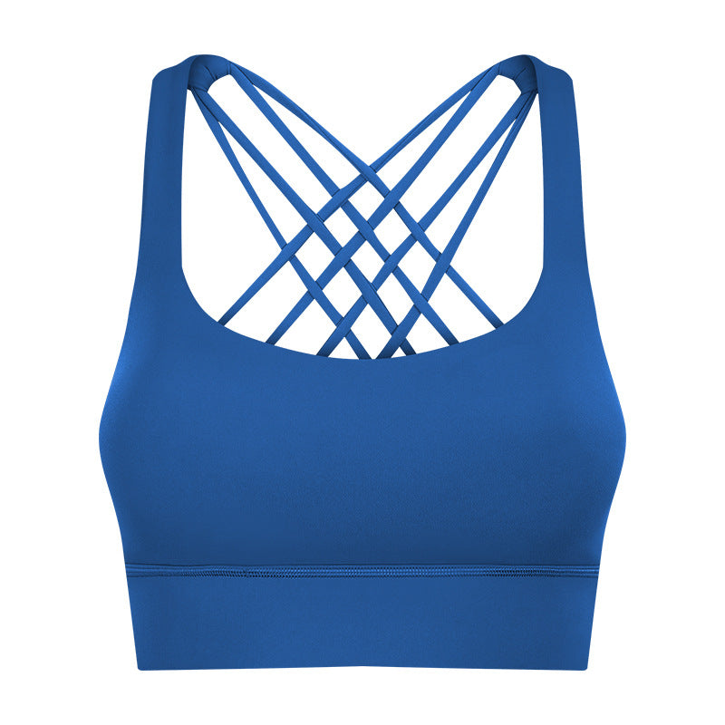 new arrival fitness sports intimates women's high-strength cross back bubble wrap push-up sports bra s2010