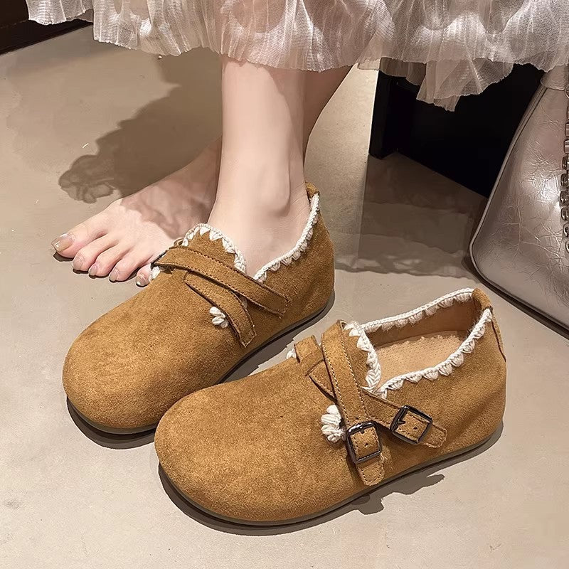 2026 trendy platform hidden heel all-over birkenstock-style women's spring new arrivals - perfect for spring, wear with skirts, lace-trimmed casual flats
