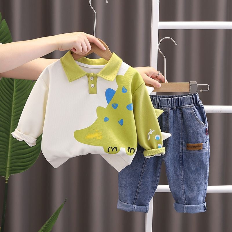 Boys' cool & stylish sweatshirt set for autumn/winter  - new trendy kids' clothing for baby boys, perfect for making a statement on the street, suitable for young children and middle-sized kids, summer wear