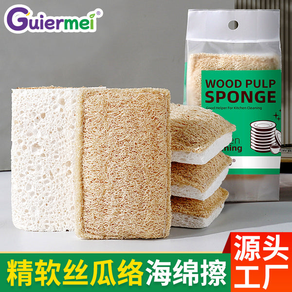 Loofah pulp cotton bowl brush high foam sponge wipe kitchen dishwashing sponge scouring cloth household cleaning brush pot artifact