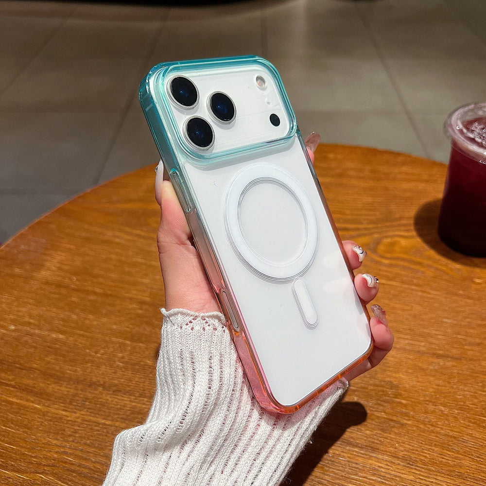 Suitable for iphone17promax gradient magnetic phone case 15pro apple 16 transparent contrasting color protective case 11