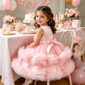 Flower girl dress baby birthday first birthday princess dress holiday party girl princess dress gauze dress tutu skirt ready stock