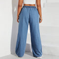 Amazon tiktok pinduoduo foreign trade cross-border fashion plus size drawstring elastic waist wide leg jeans