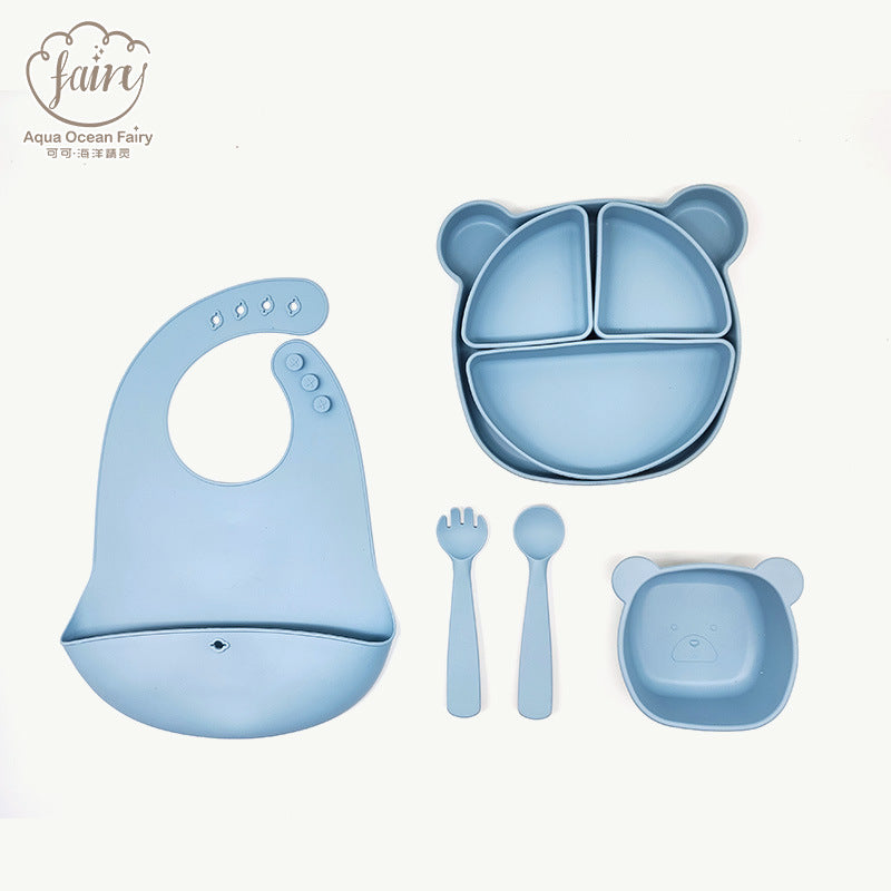 Food grade silicone complementary food bowl baby eating bowl training children cute rabbit suction cup bowl anti-drop feeding tableware