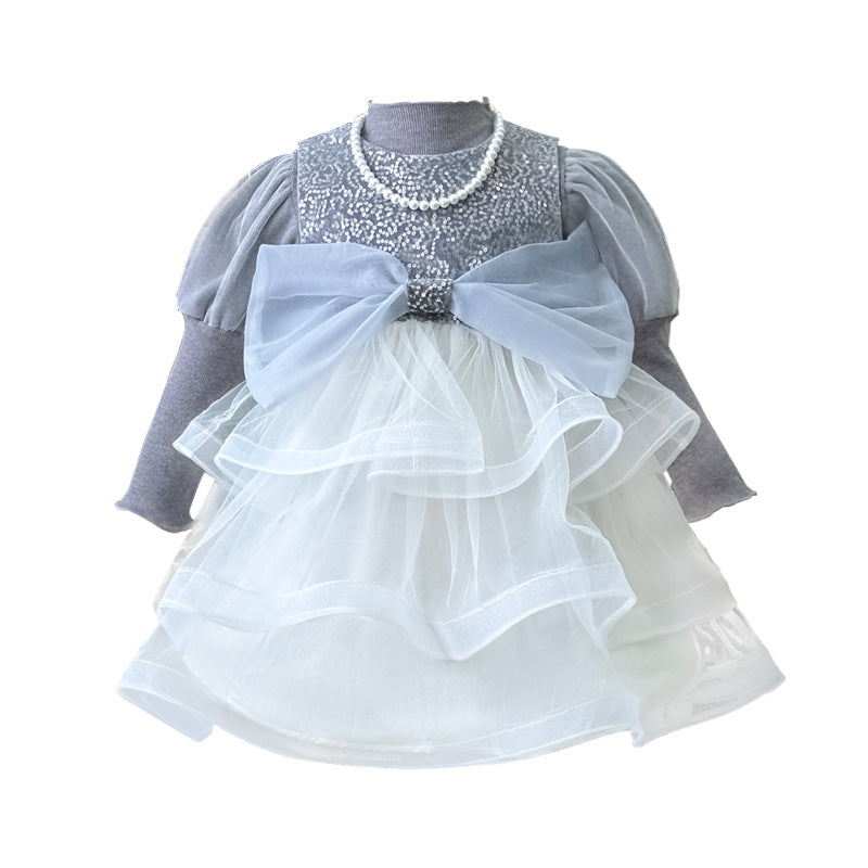 Girls' dress  autumn new arrival: high-end sequin princess dress, stylish and chic tutu party dress for little girls