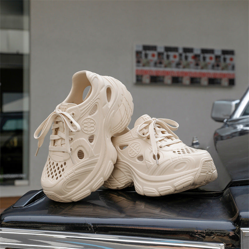Quality thick-soled heightening dad shoes versatile spring and summer outer wear eva lightweight breathable hole shoes casual sports women