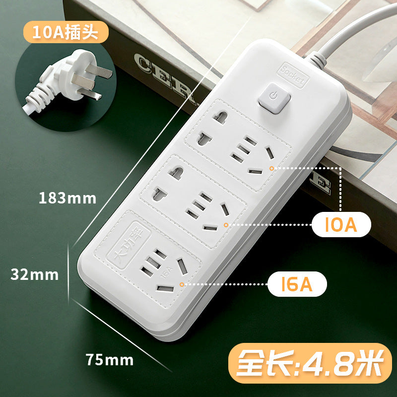 16a high-power 4000w multi-function power strip with socket converter for air conditioners, water heaters, induction cookers, and more