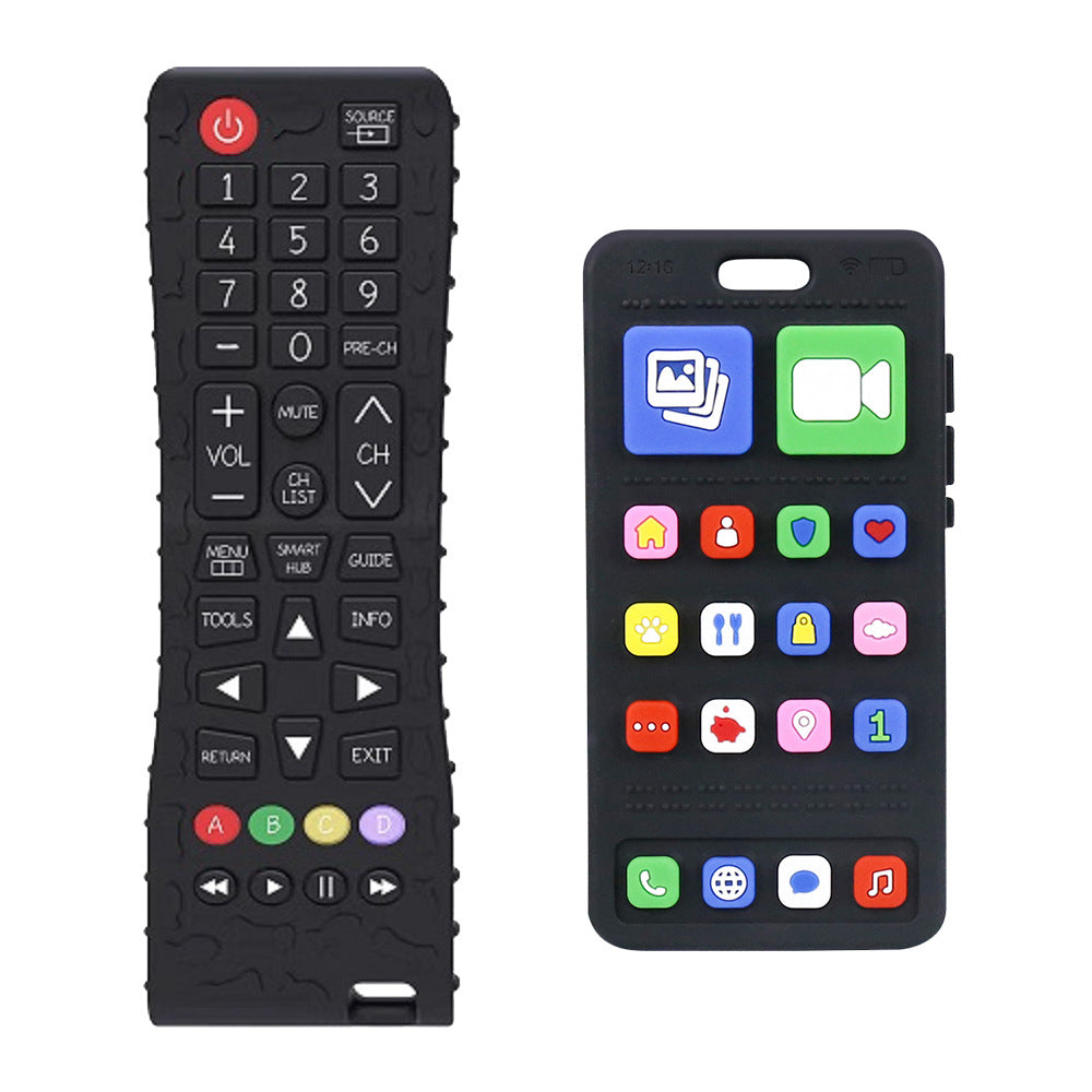 Cross-border silicone mobile phone toothpaste baby anti-eating hand grinding stick soothing toy biting le toothpaste baby food grade