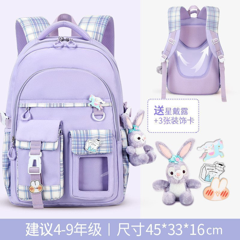 New cute and lightweight waterproof and load-reducing children's backpack, women's first to sixth grade backpack, children's school bag