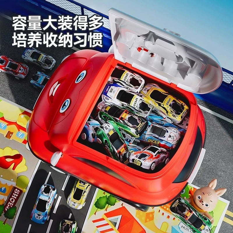 Kids' tinplate toy car set - pull-back inertia cars - birthday gift for boys - children's day gift - includes storage case