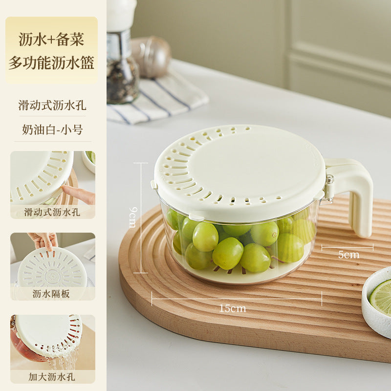Multifunctional drain basket vegetable basin folding handle vegetable basket household kitchen refrigerator fresh-keeping box vegetable grater