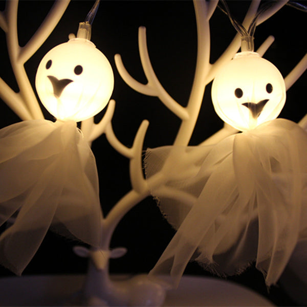 New Fabric Halloween Ghost Light String LED Ghost Face Light String Indoor and Outdoor Decorative Light String Ghost Festival Light String