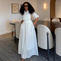 Fashion cross-border women's clothing  summer new elegant lapel puff sleeve cut out shirt high waist skirt suit