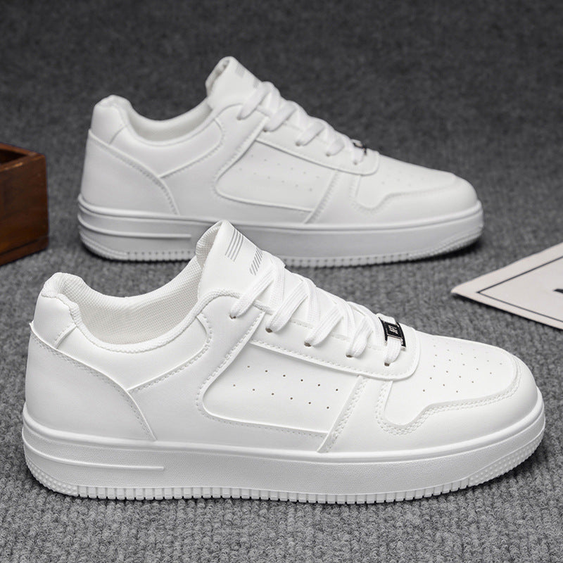 Men's spring new arrivals: breathable white sneakers, trendy and versatile thick-soled athletic casual low-top skate shoes for students