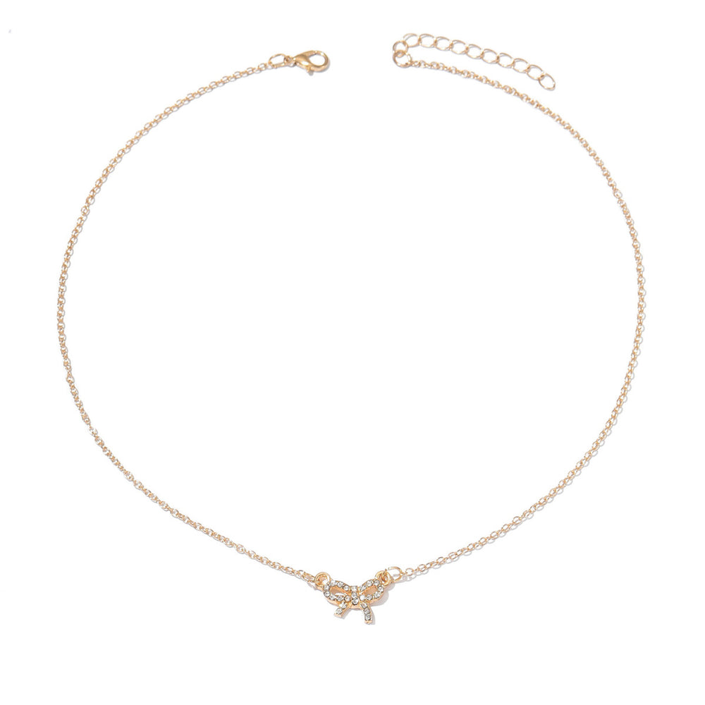 Bow necklace for women wholesale european and american accessible luxury high-end diamond-encrusted versatile fashion clavicle chain personalized bracelet set