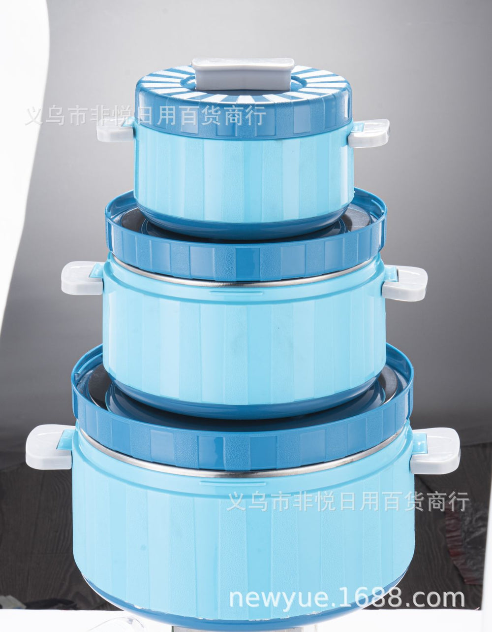 Factory direct cross-border hot selling stainless steel insulated lunch box, insulated pot, fresh-keeping pot, commercial kitchen tableware three-piece set