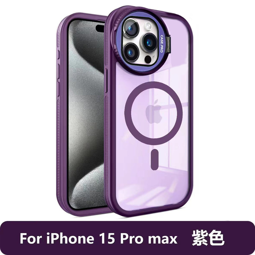 Suitable for iphone 17 magnetic phone case, new little monster hardware frame, glass lens cover, stand, apple 15