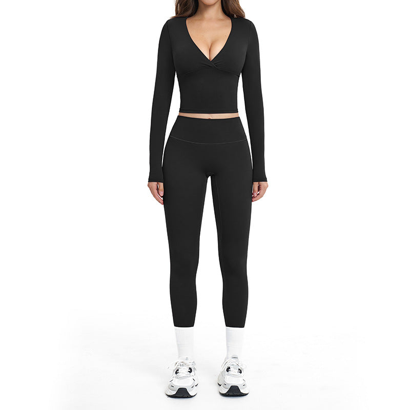 brushed new arrival yoga suit silmslimming look quick-drying fitness clothes outdoor running sports suit for women 4520
