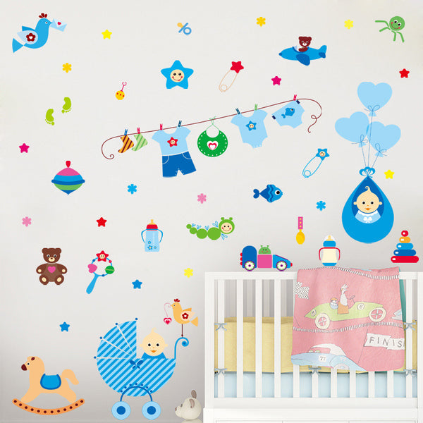 New warm cartoon cute baby room self-adhesive wall sticker children's room background wall decorative wall sticker XL8226