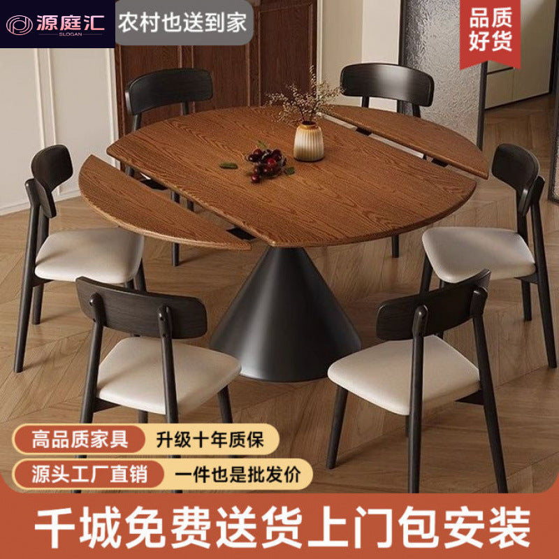 Vintage-inspired, expandable, foldable solid wood round dining table with turntable – a touch of luxury for your home