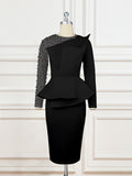 Am221017 designer cut piece patchwork dress beadinghigh waistslimming lookdress skirt