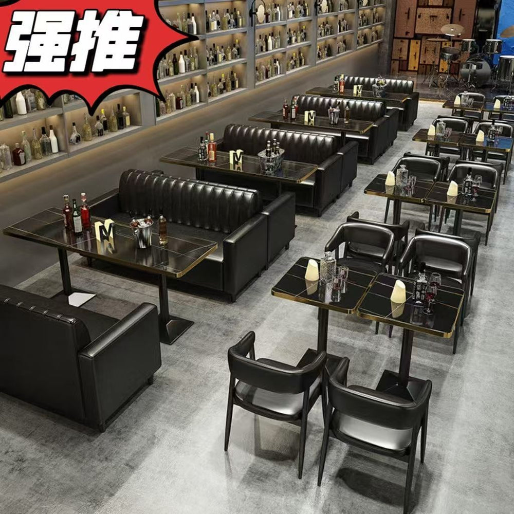 Coffee shop bar lounge table and chair set, pub, western restaurant, bbq, bubble tea shop sofa, retro casual dining booth
