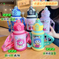Double-drink kids' thermos cup - 316 stainless steel, food-grade, cute cartoon design, student straw cup