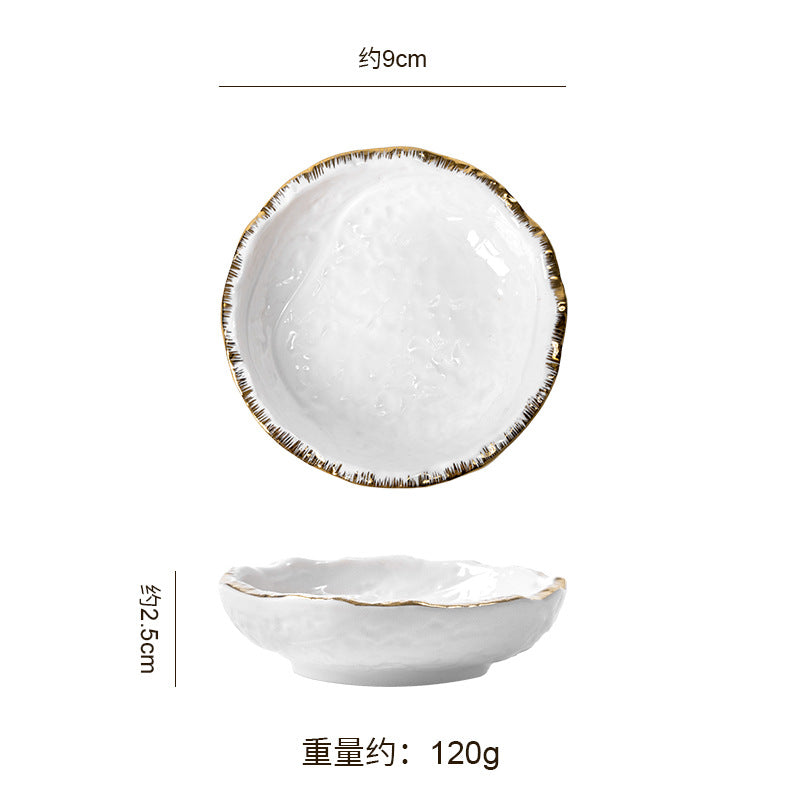 Embossed minimalist solid color ceramic bowls, plates, and dishes - premium, high-end design for hotels, restaurants, steak plates, fruit salads, and dessert bowls