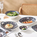 Creative bohemian style bowl and plate set - underglaze color home ceramic tableware - exotic double-handled plate