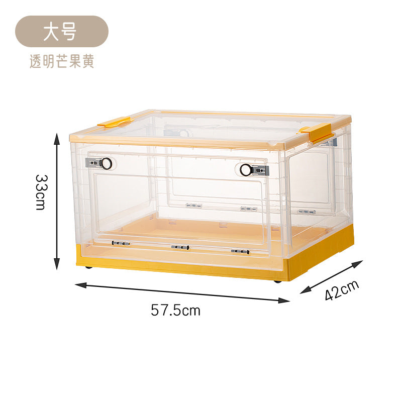Storage Box Household Plastic Clothes Wardrobe Organizing Box Transparent Foldable Storage Box Snacks Toys Clothing Books
