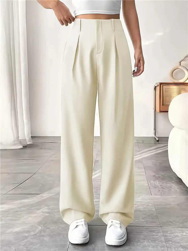 Ready-to-ship european and american style  commute-friendly, slimming, spring/summer high-waisted wide-leg pants - versatile casual suit pants/trousers