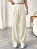 Ready-to-ship european and american style  commute-friendly, slimming, spring/summer high-waisted wide-leg pants - versatile casual suit pants/trousers