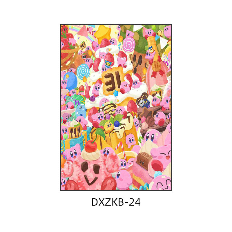 Star Kirby decorative painting pink girl bedroom children's room hanging painting cartoon animation cute princess bedside mural