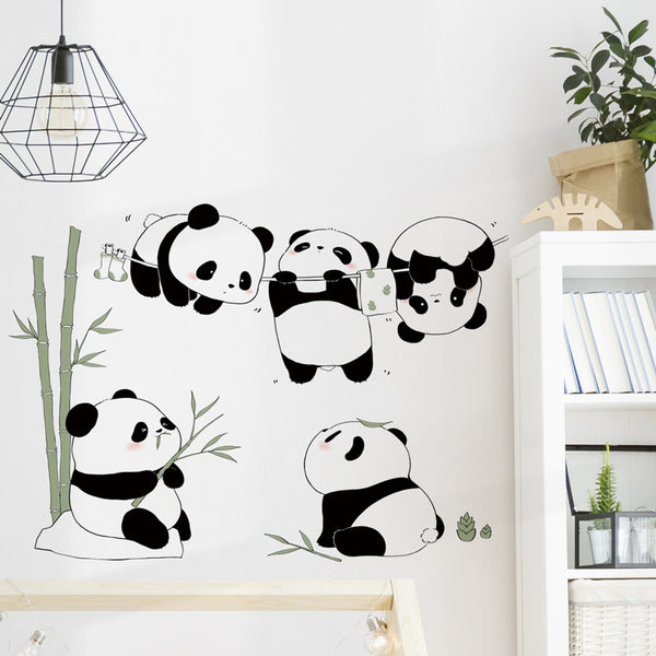 Cute panda background wall decorative sticker Children's room removable decorative sticker 36080-Mo Xuanqu
