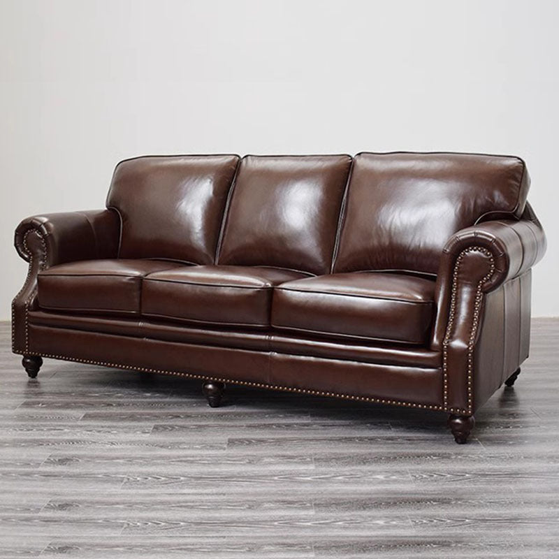 American style first-layer cowhide sofa small apartment leather living room furniture single three-seater retro123 combination complete